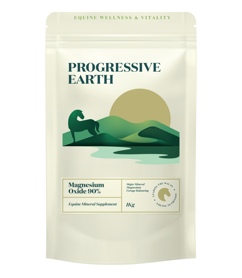 Magnesium Oxide 90% 1kg pouch for horses, front of pack