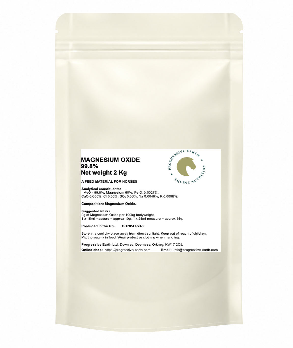 Magnesium Oxide 99.7–99.8% | Pharmaceutical Grade Magnesium for Horses