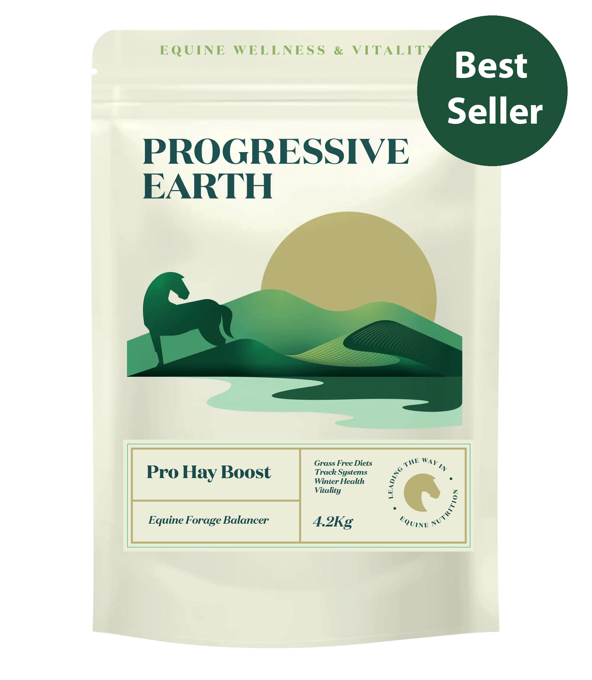 Progressive Earth Pro Hay Boost package with a scenic design and 'Best Seller' label.